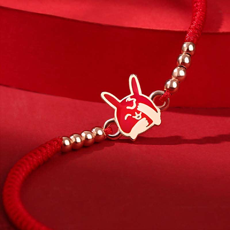 EverestArtStudios 925 Sterling Silver Chinese Zodiac Luck Faith Discolor Red String Bracelet