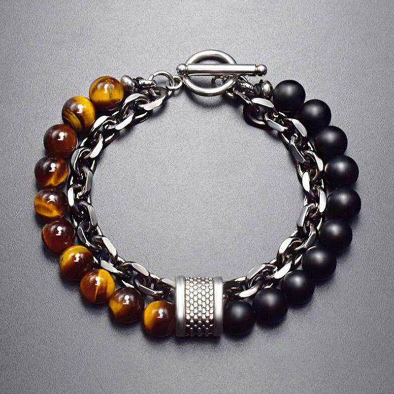 EverestArtStudios Genuine Tiger Eye Lazurite Lapis Lazuli Defense Bracelet