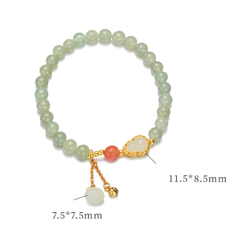 EverestArtstudios 925 Sterling Silver Hetian Jade Gourd Lotus Abundance Luck Bracelet
