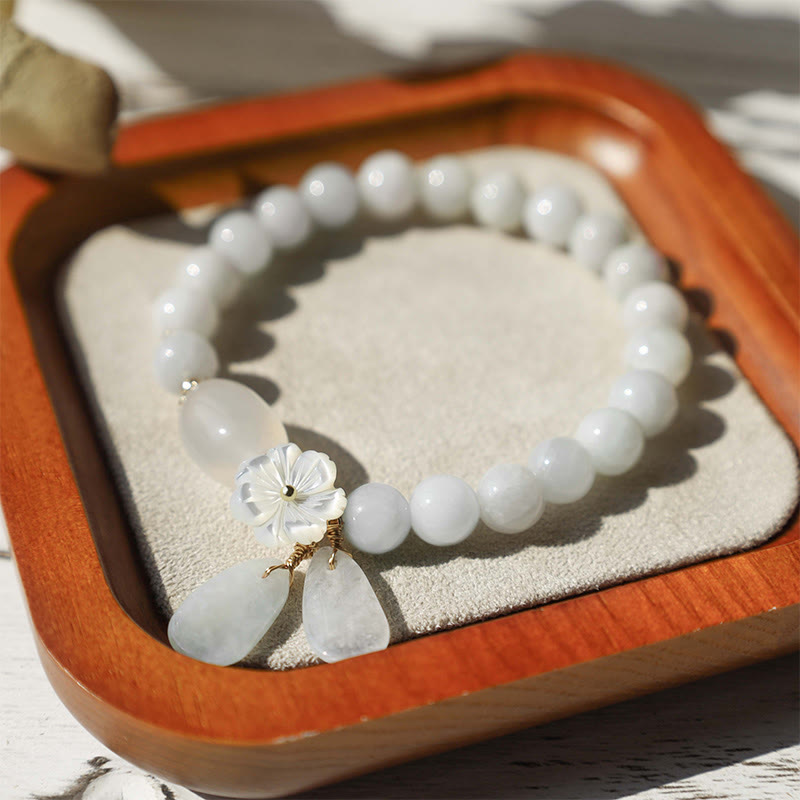 EverestArtStudios Natural White Jade Fortune Bracelet