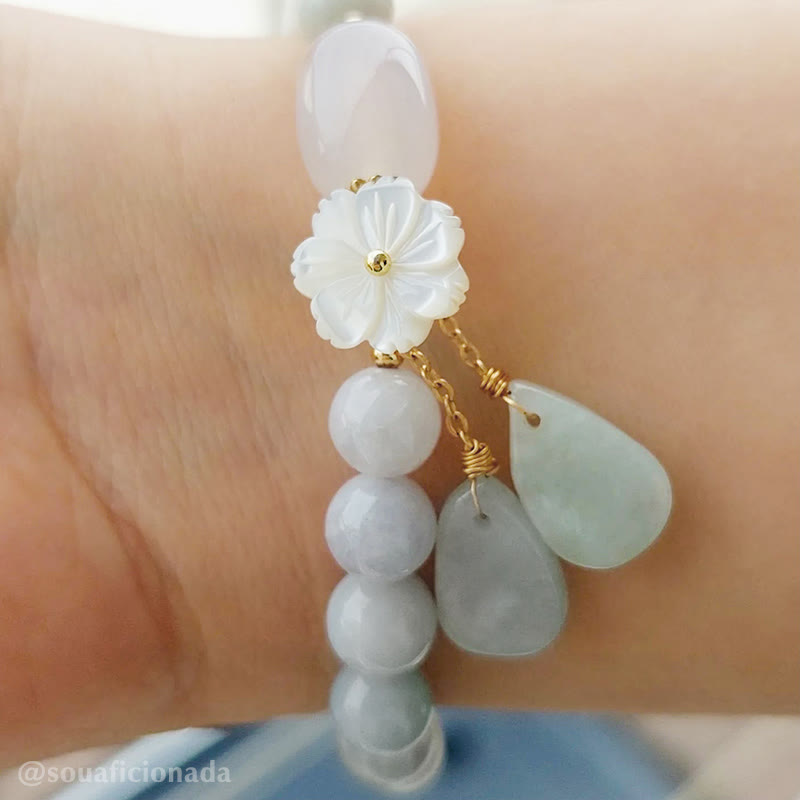EverestArtStudios Natural White Jade Fortune Bracelet
