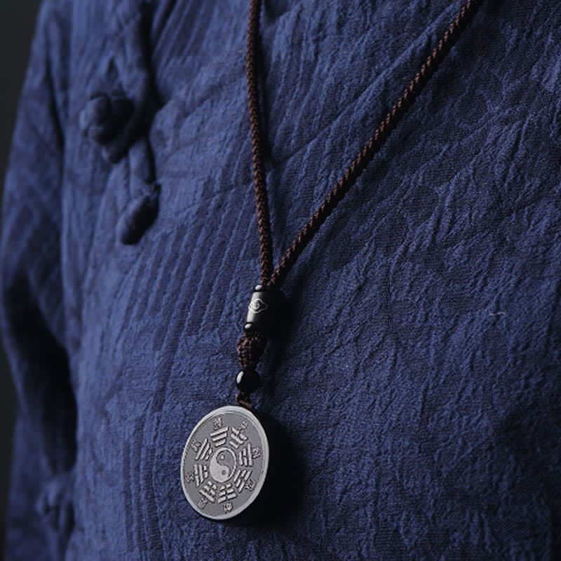 EverestArtstudios Black Obsidian Bagua Yin Yang Strength Necklace Pendant