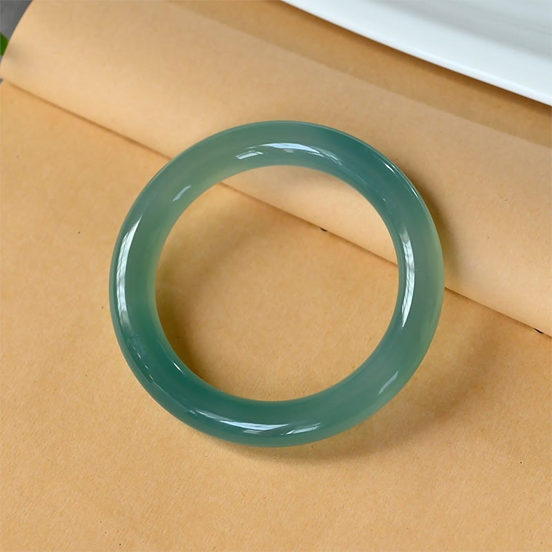 EverestArtstudios Natural Green Chalcedony Strength Bangle Bracelet