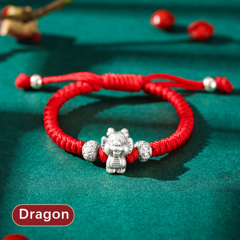 EverestArtStudios 999 Sterling Silver Chinese Zodiac Red Cord Fortune Handcrafted Children's Bracelet