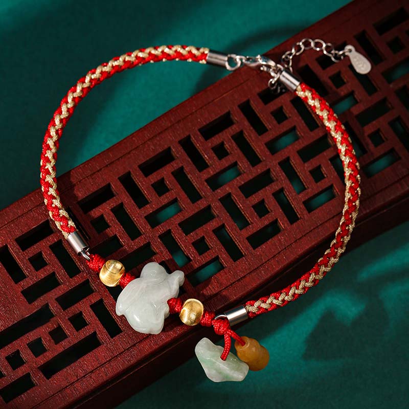 EverestArtStudios Chinese Zodiac Jade Prosperity Red String Bracelet Anklet