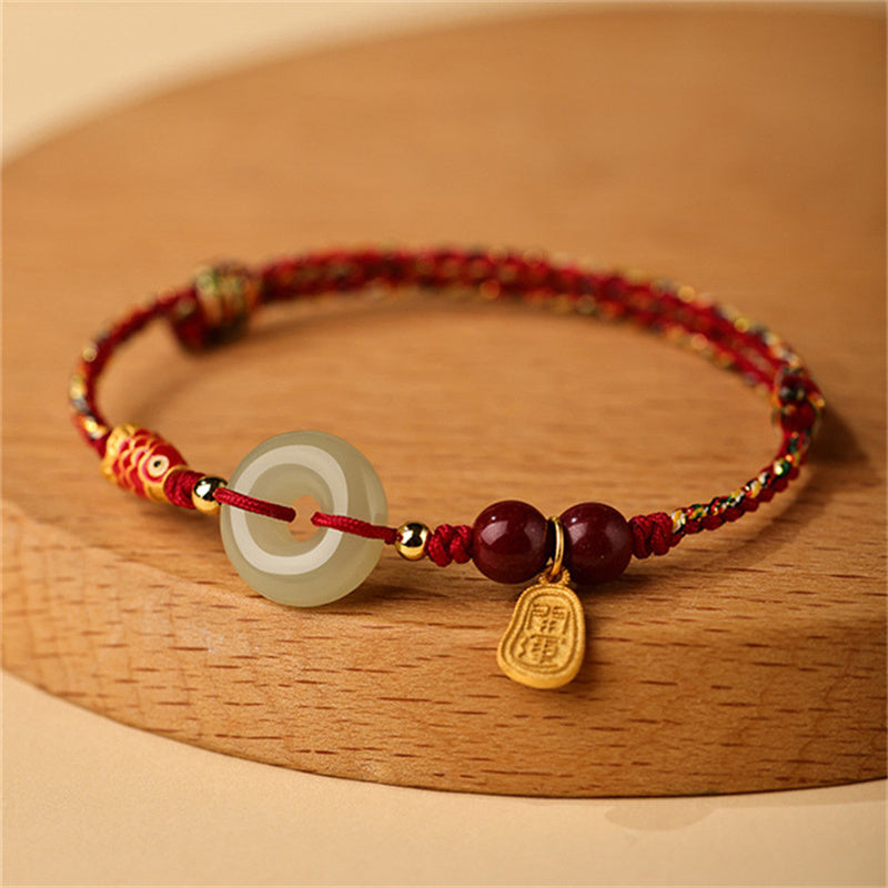 EverestArtStudios 925 Sterling Silver Koi Fish Hetian Jade Peace Buckle Luck Bracelet