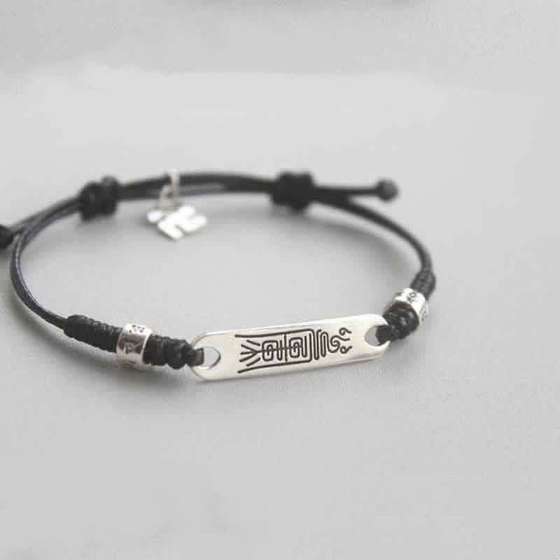 EverestArtStudios 925 Sterling Silver Red Cord Fortune Resilience Woven Bracelet