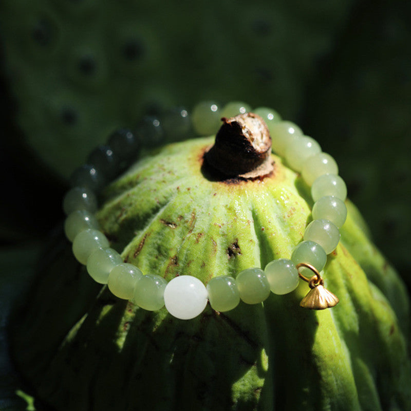 EverestArtstudios Jade Lotus Abundance Adjustable Bracelet