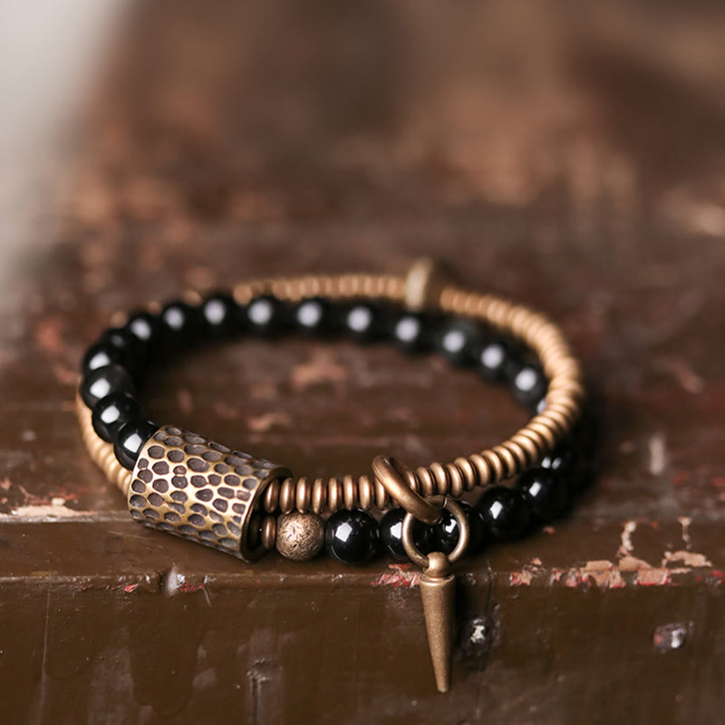 EverestArtstudios Rainbow Obsidian Copper Inner Peace Healing Double Layer Bracelet