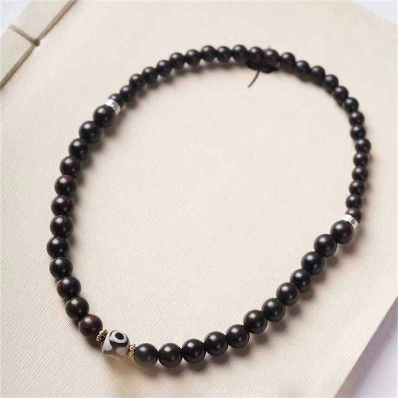 EverestArtStudios Tibetan Ebony Wood Dzi Bead Harmony Double Wrap Bracelet