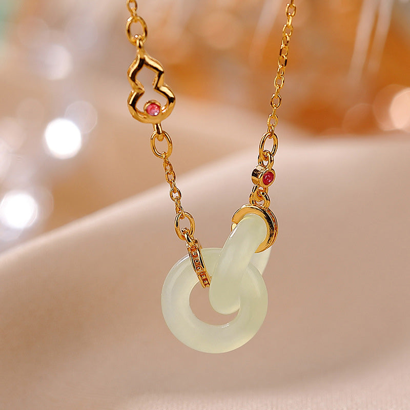 EverestArtstudios 925 Sterling Silver Round Jade Luck Prosperity Necklace Chain Pendant