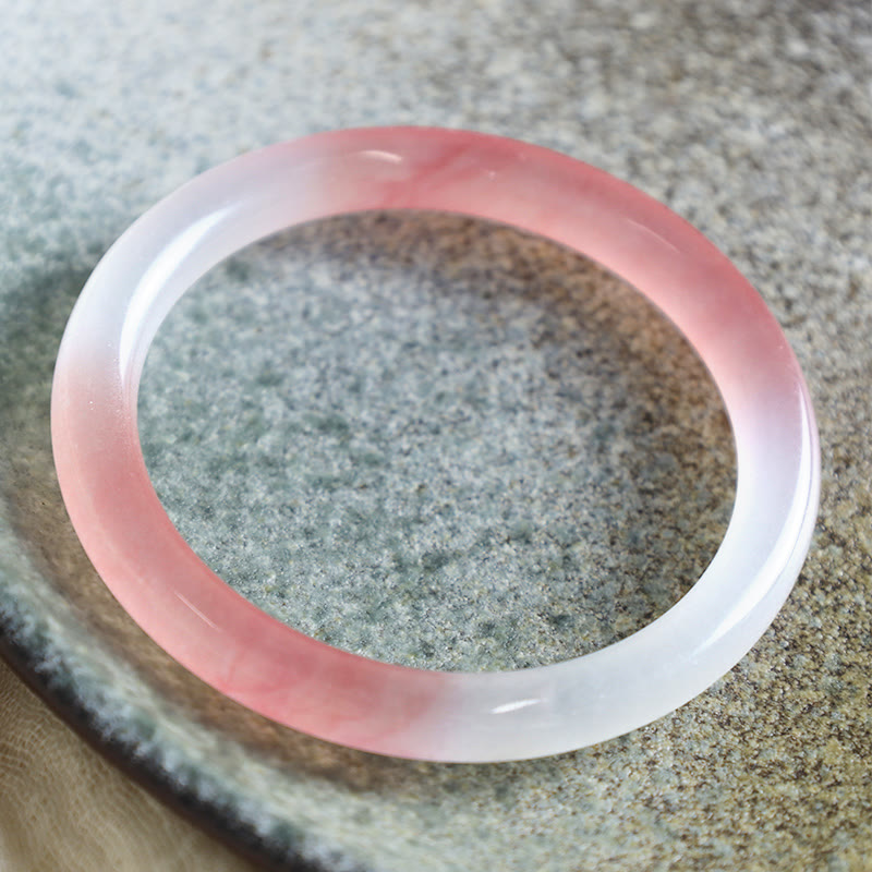 EverestArtstudios Pink Golden Silk Jade Wealth Bracelet Bangle