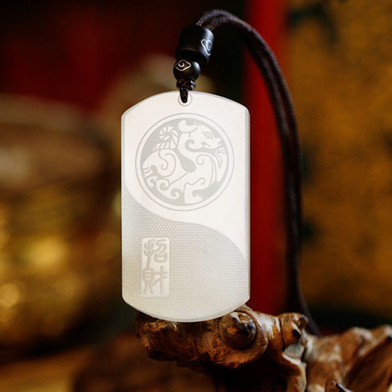 EverestArtstudios White Jade PiXiu Yin Yang Luck Protection Necklace Pendant