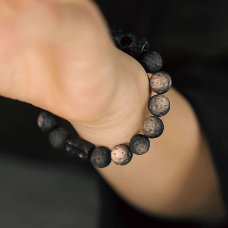 EverestArtstudios Silver Sheen Obsidian Ebony Wood Soothing Bracelet