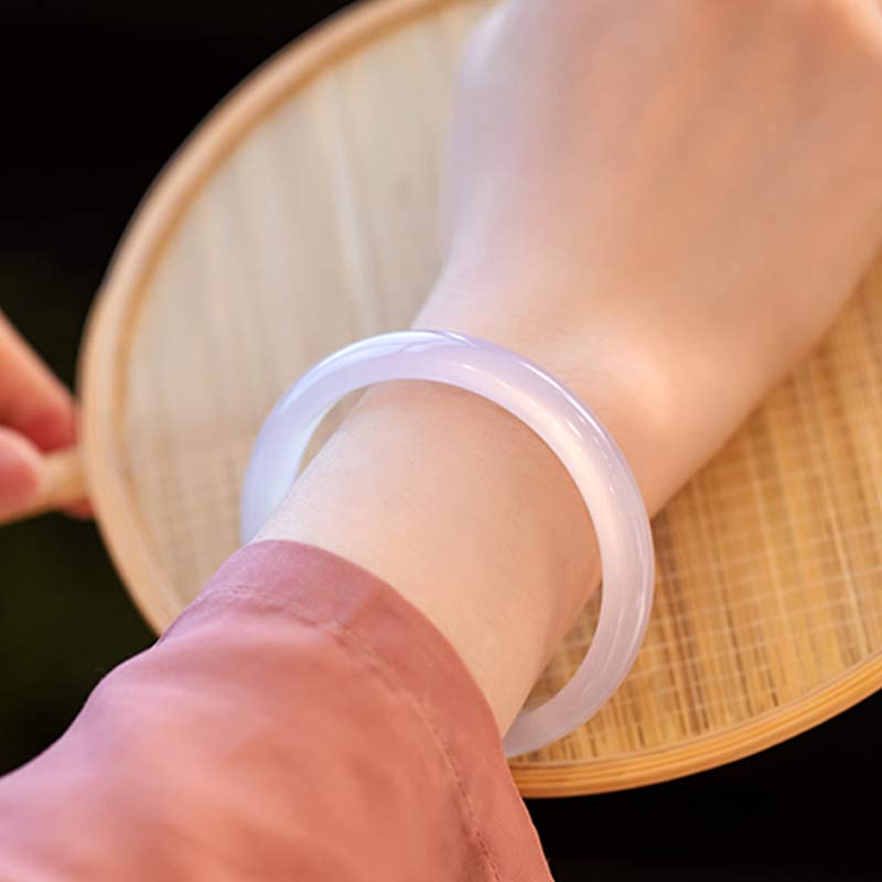 EverestArtstudios Natural Chalcedony Harmony Positive Bracelet Bangle