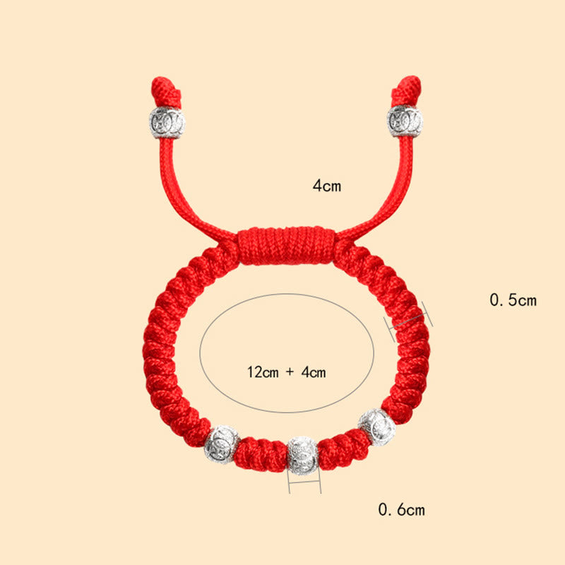 EverestArtStudios 925 Sterling Silver King Kong Knot Multicolored Red String Strength Handmade Braided Kids Child Bracelet