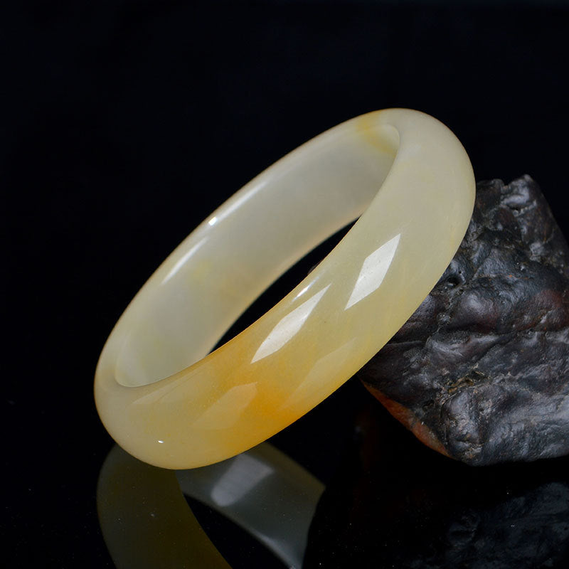 EverestArtstudios Natural Golden Silk Jade Luck Wealth Bracelet Bangle