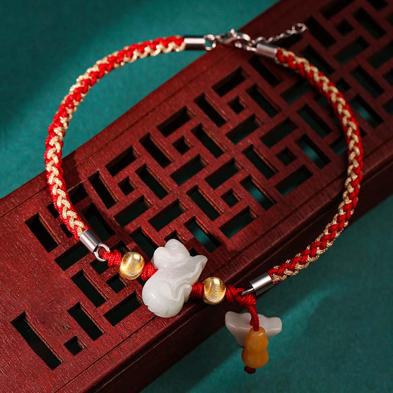 EverestArtStudios Chinese Zodiac Jade Prosperity Red String Bracelet Anklet