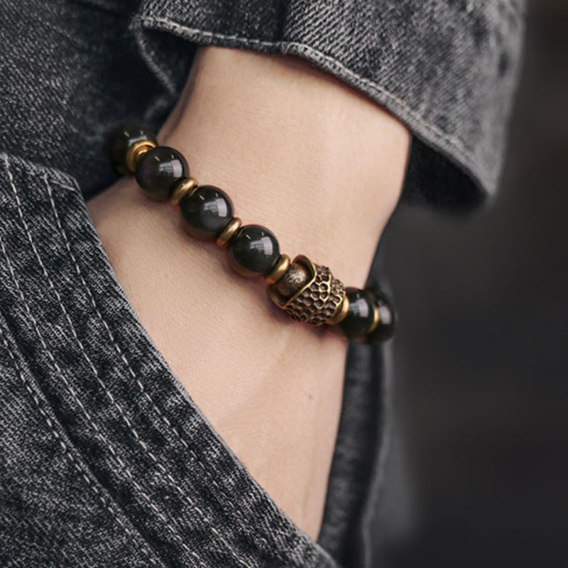 EverestArtstudios Rainbow Obsidian Copper Love Healing Bracelet