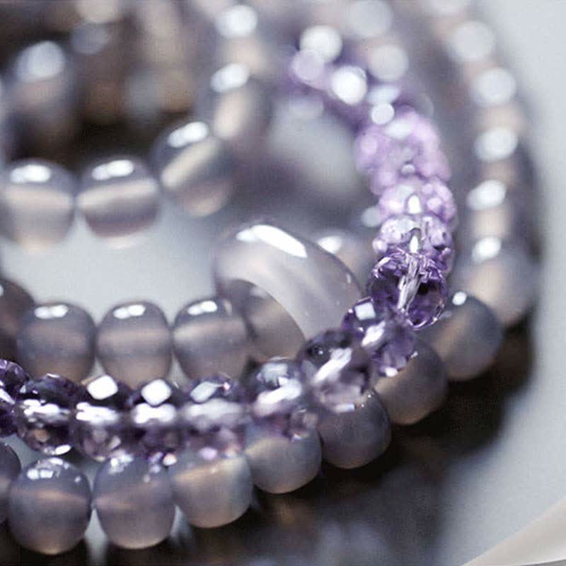 EverestArtstudios Natural Amethyst Crystal Meditation Healing Bracelet