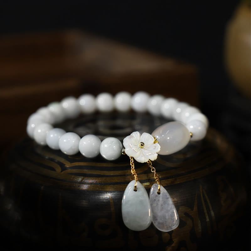 EverestArtStudios Natural White Jade Fortune Bracelet