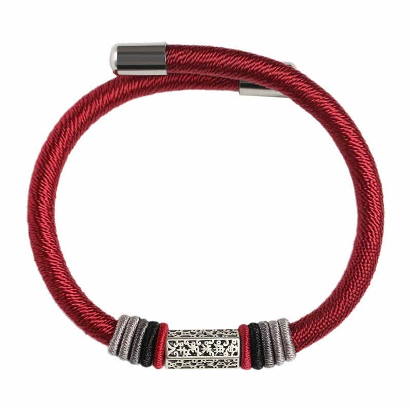 EverestArtStudios 925 Sterling Silver Om Mani Padme Hum Peace Red String Bracelet