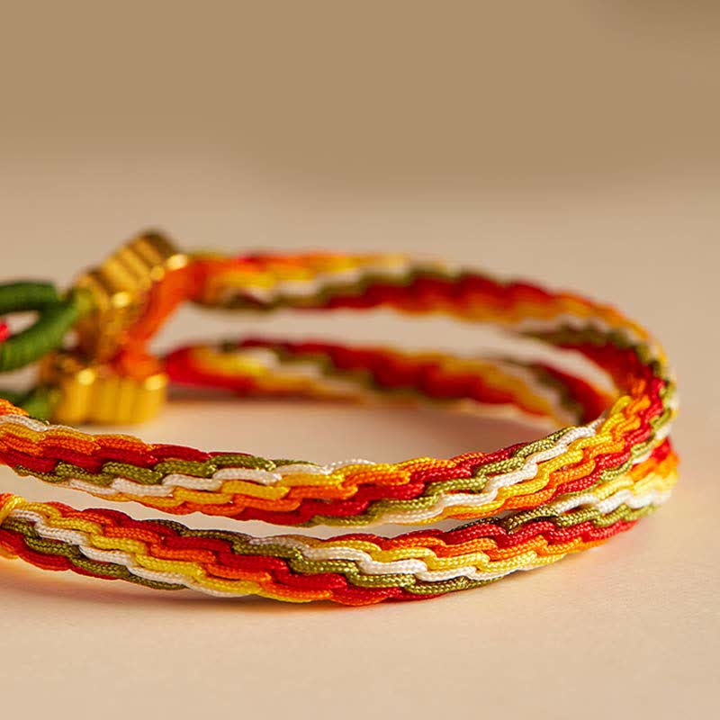EverestArtStudios Persimmon Red Agate Strength Reincarnation Knot Braid String Bracelet