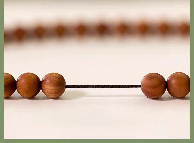 Premium Old Indian Sandalwood 108-Bead Mala Bracelet / Necklace – 0.24”, 0.31”, 0.39”, Calming & Meditation