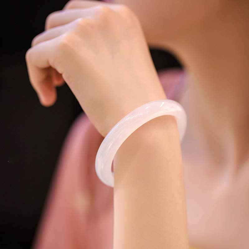 EverestArtstudios Natural Chalcedony Harmony Positive Bracelet Bangle