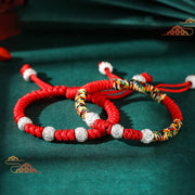 EverestArtStudios 925 Sterling Silver King Kong Knot Multicolored Red String Strength Handmade Braided Kids Child Bracelet