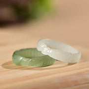 EverestArtstudios Hetian White Jade Cyan Jade Koi Fish Success Luck Ring