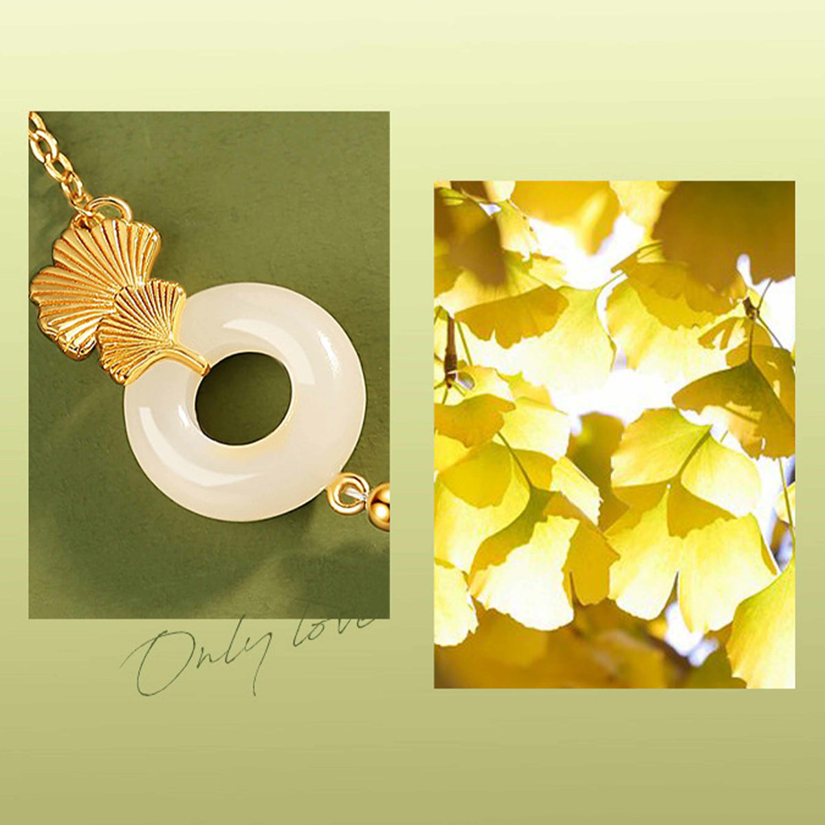 EverestArtstudios 925 Sterling Silver Hetian White Jade Peace Buckle Ginkgo Leaf Luck Bracelet