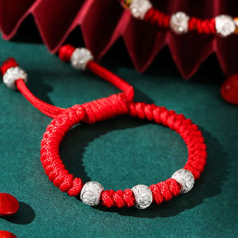 EverestArtStudios 925 Sterling Silver King Kong Knot Multicolored Red String Strength Handmade Braided Kids Child Bracelet