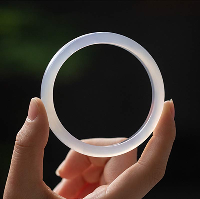 EverestArtstudios Natural Chalcedony Harmony Positive Bracelet Bangle