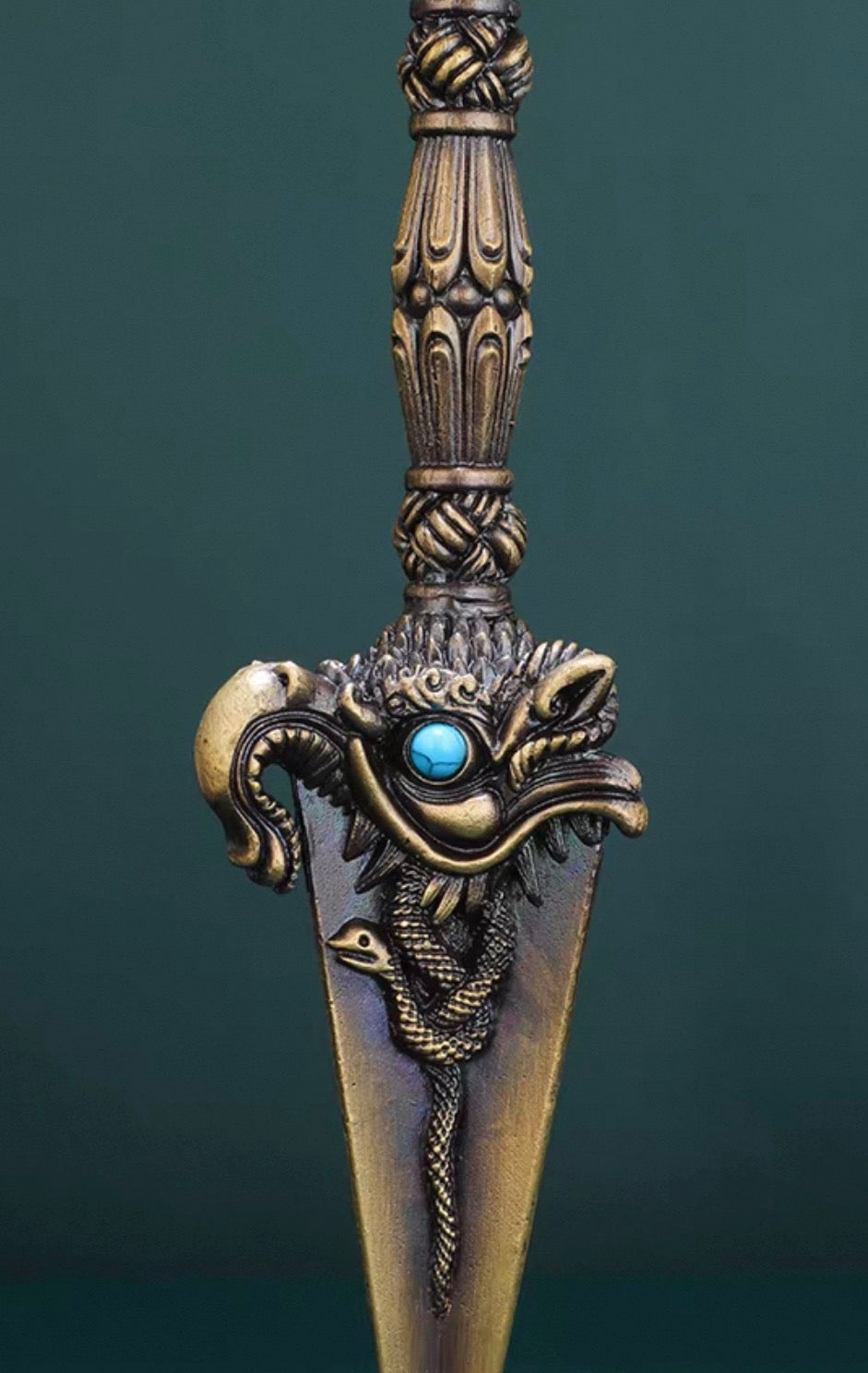 Handcrafted 8.5” Phurba Vajra Dagger Vintage Handmade Nepal Tibetan Pure Brass Amulet