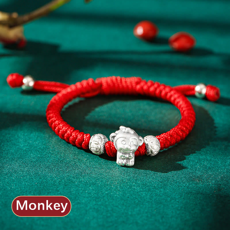 EverestArtstudios 999 Sterling Silver Chinese Zodiac Red Rope Luck Handcrafted Kids Bracelet