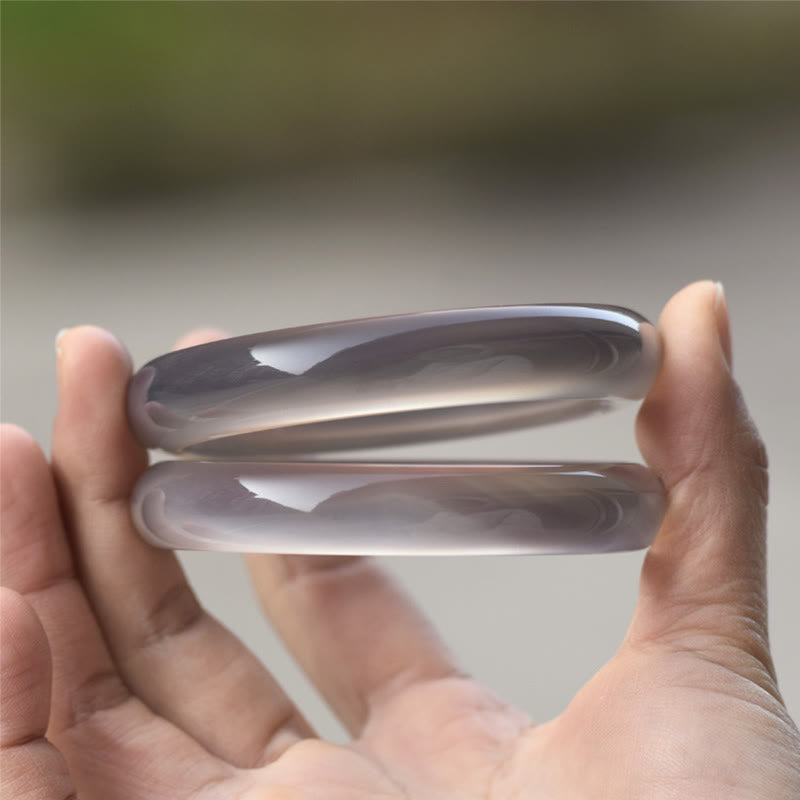 EverestArtstudios Natural Gray Chalcedony Harmony Bangle Bracelet