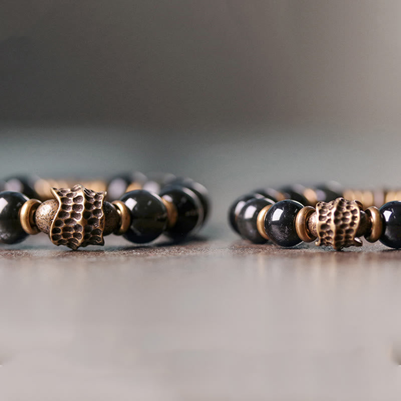 EverestArtstudios Rainbow Obsidian Copper Love Healing Bracelet