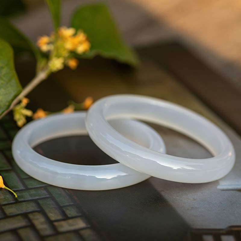 EverestArtstudios Natural Chalcedony Harmony Positive Bracelet Bangle