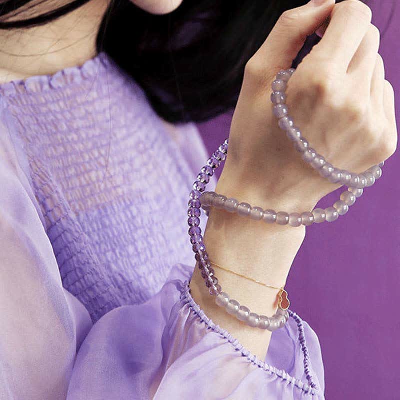 EverestArtstudios Natural Amethyst Crystal Meditation Healing Bracelet