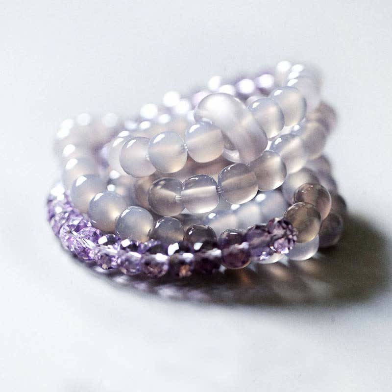 EverestArtstudios Natural Amethyst Crystal Meditation Healing Bracelet