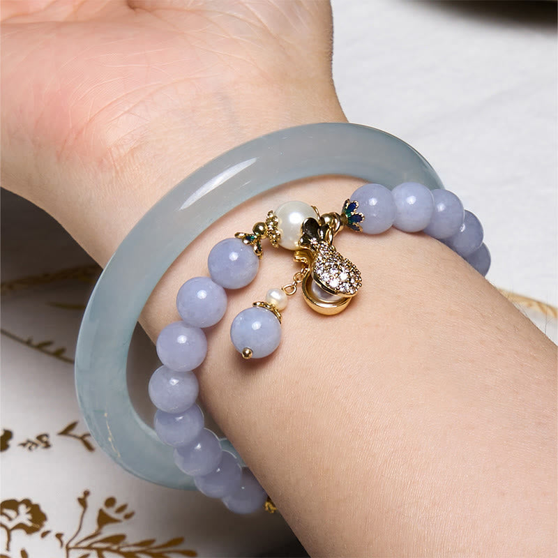 EverestArtstudios Inner Peace And Stress Relief Aquamarine Jade Blue Bracelet Bangle Bundle