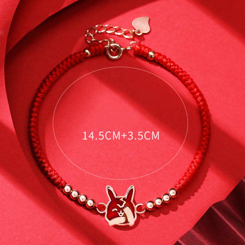 EverestArtStudios 925 Sterling Silver Chinese Zodiac Luck Faith Discolor Red String Bracelet