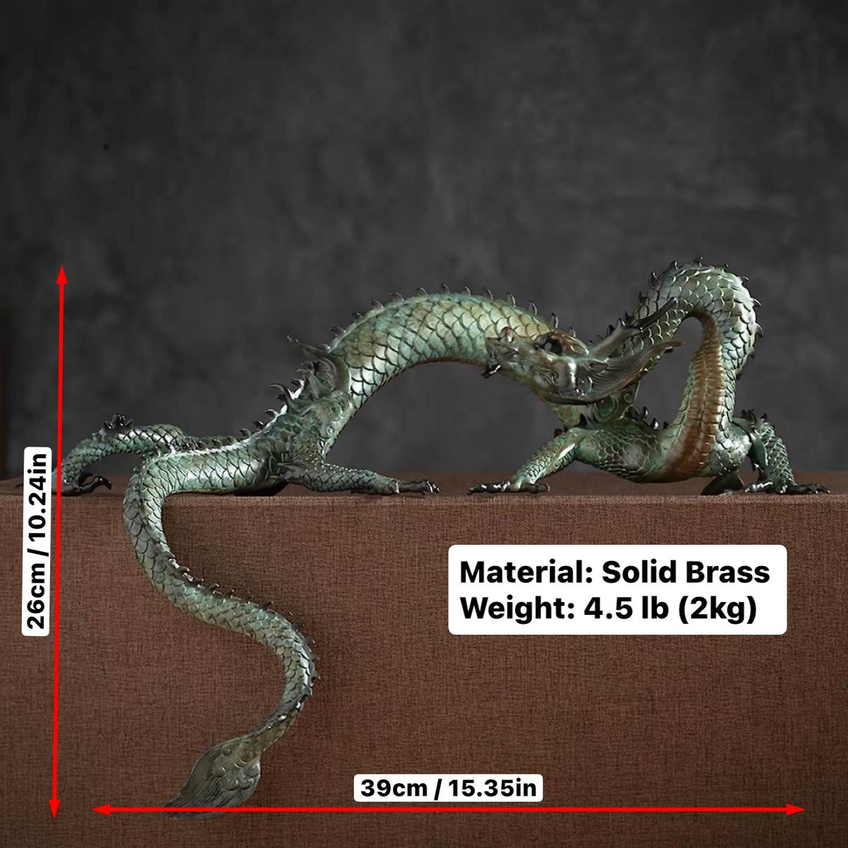 EverestArtStudios Multicolor Handcrafted Brass Dragon Statue: Tibetan Feng Shui Decor