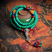 EverestArtStudios 108 Mala Beads Tibetan Turquoise Dzi Bead Protection Bracelet