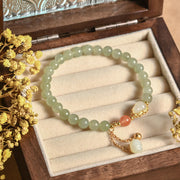 EverestArtstudios 925 Sterling Silver Hetian Jade Gourd Lotus Abundance Luck Bracelet