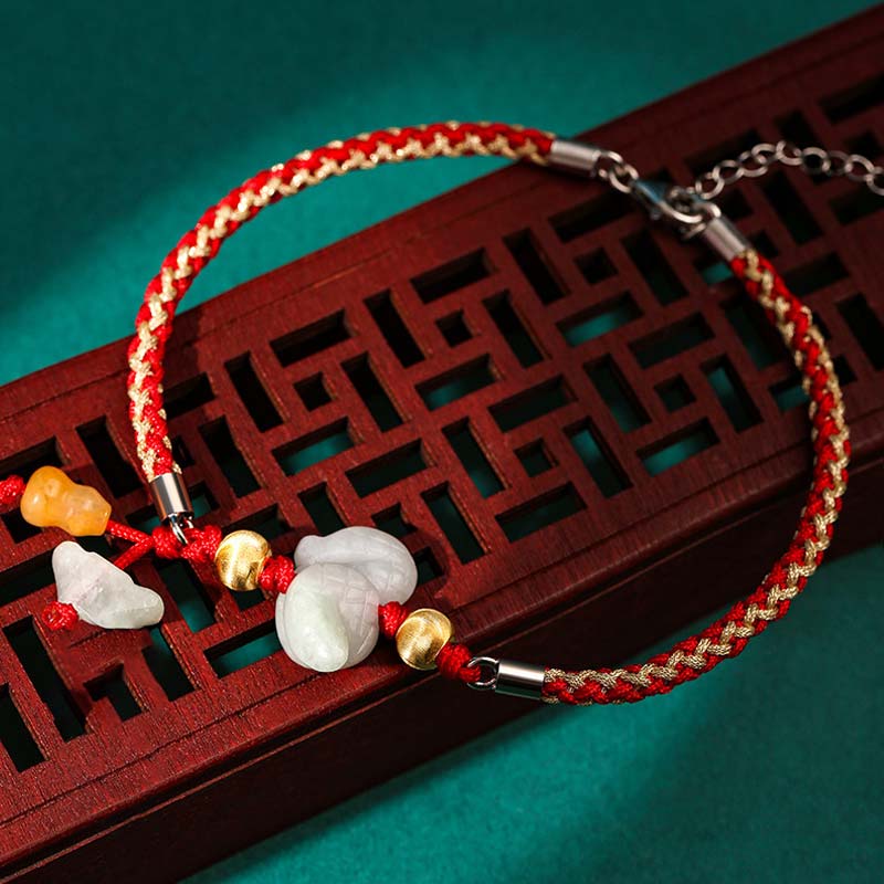 EverestArtStudios Chinese Zodiac Jade Prosperity Red String Bracelet Anklet