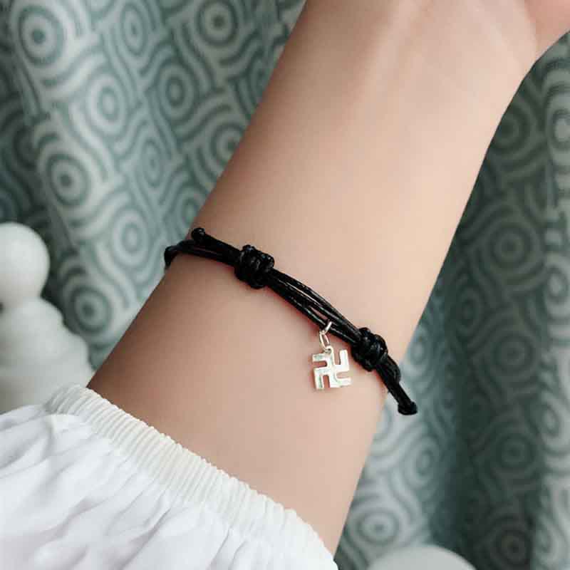 EverestArtStudios 925 Sterling Silver Red Cord Fortune Resilience Woven Bracelet