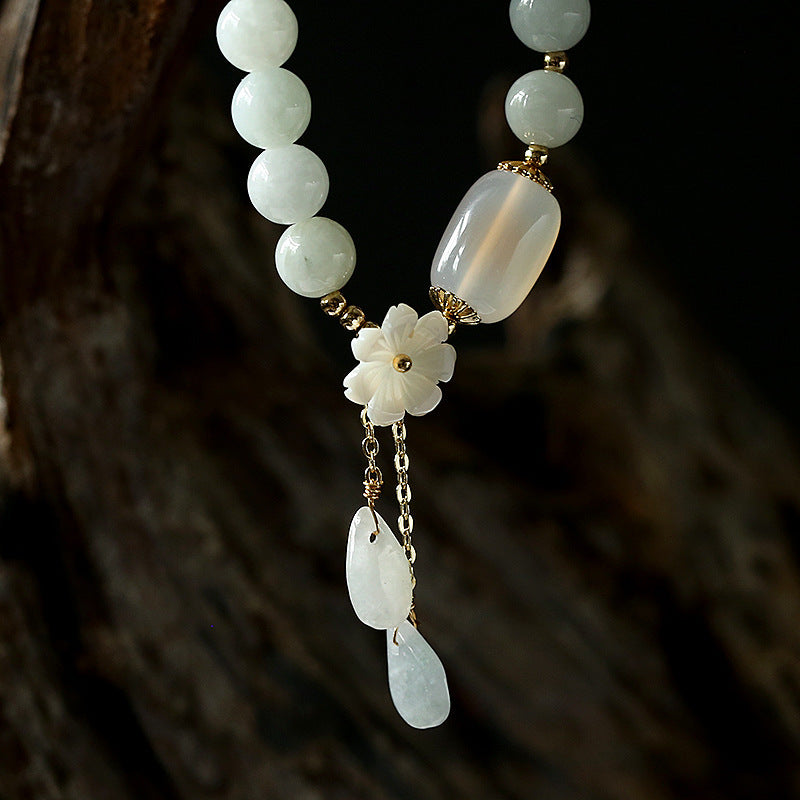 EverestArtStudios Natural White Jade Fortune Bracelet