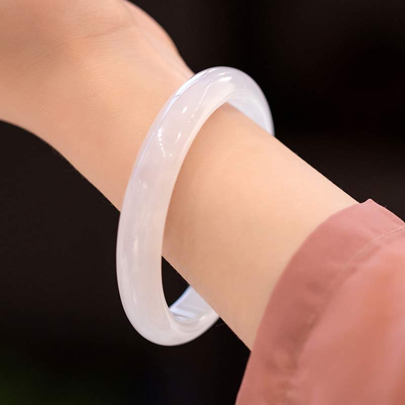 EverestArtstudios Natural Chalcedony Harmony Positive Bracelet Bangle